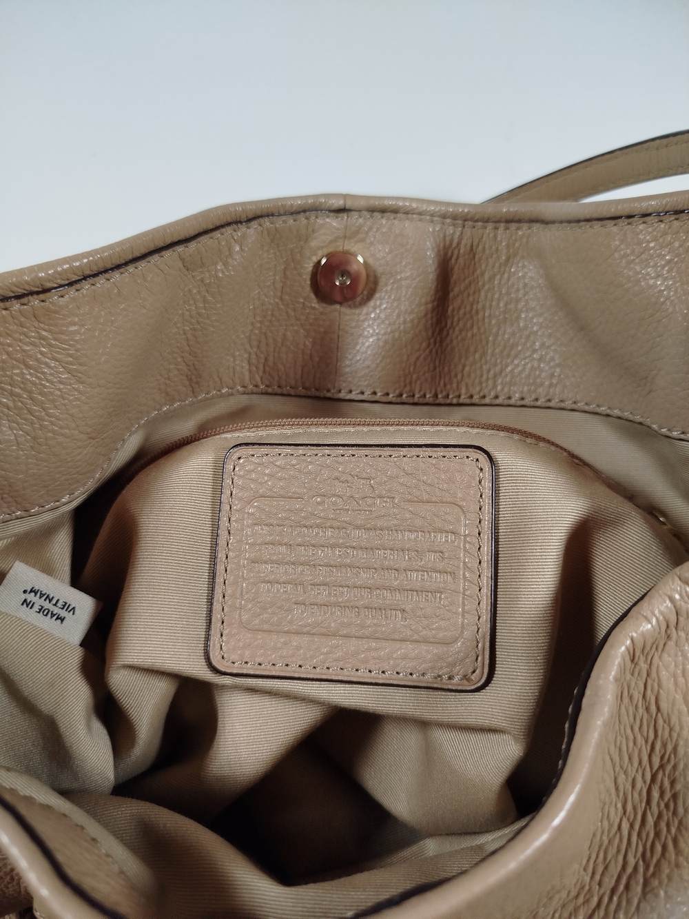COACH Pebble Leather Hobo Bag in Taupe - Picture 8 of 15